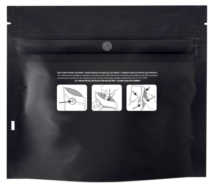 6.02 x 5.16" Black Child Resistant Bags
