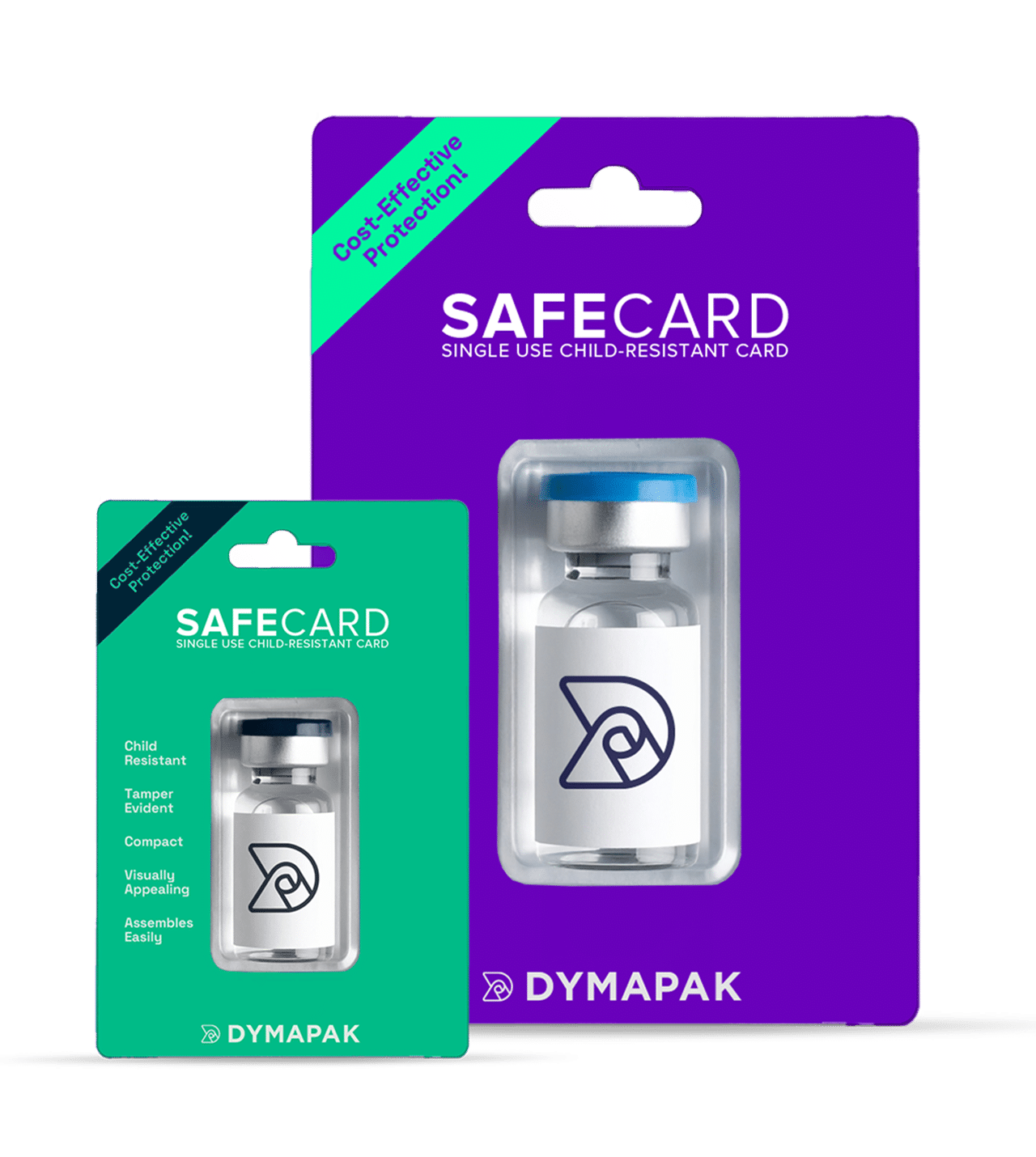 two safecard blister packs with a vial inside