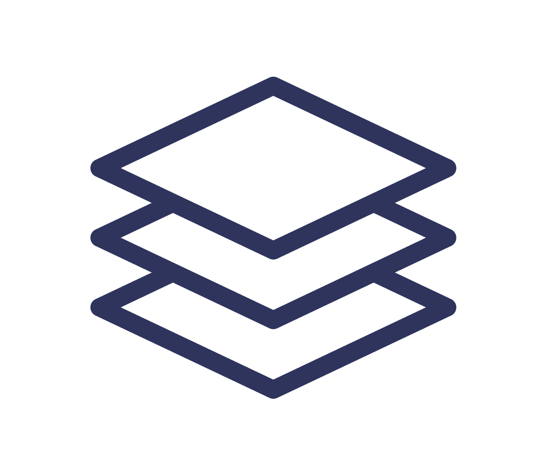 Skip the Extra Gear and Press to Seal Icon with three diamonds representing material layers overlapping each other