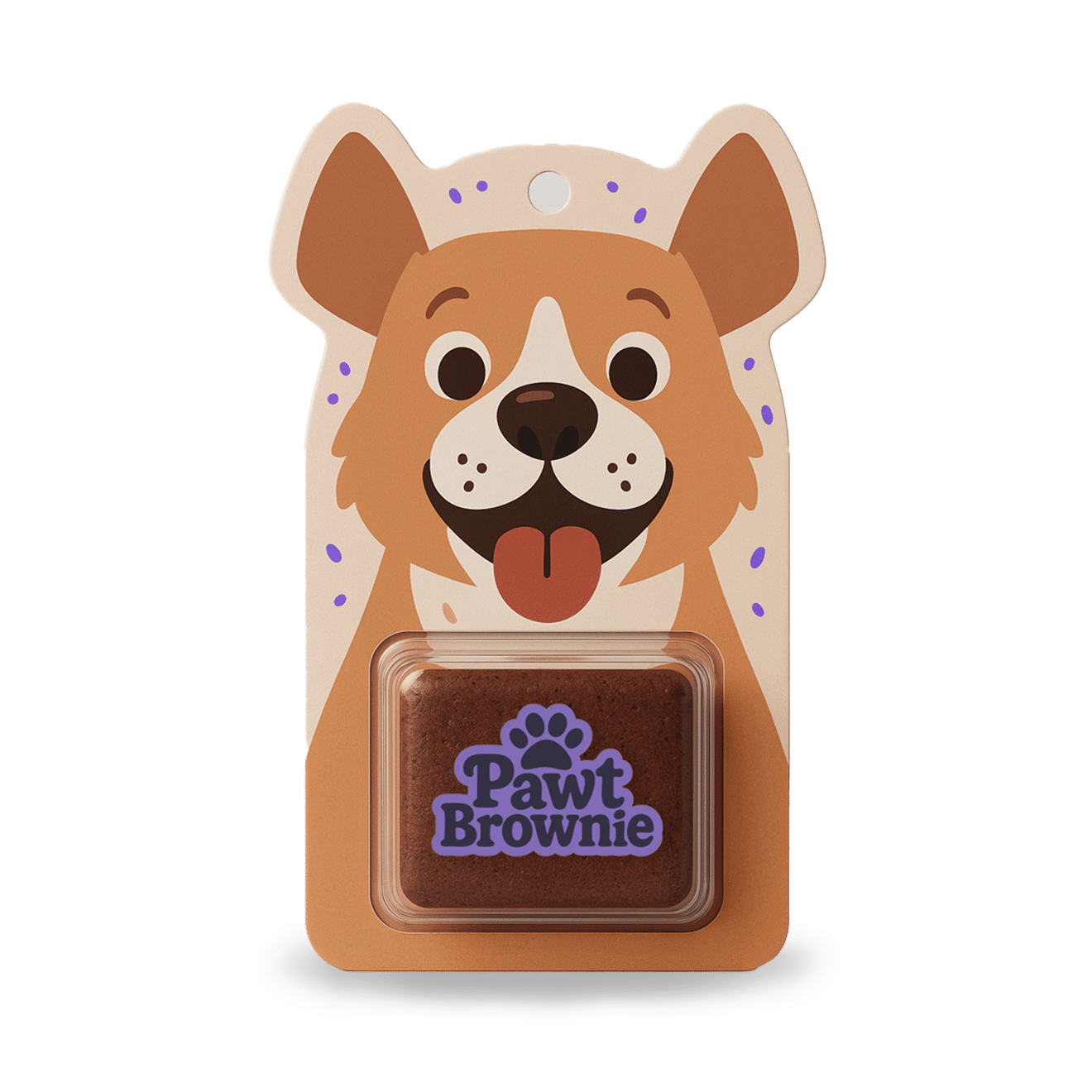 A Dymapak Child-Resistant Safe Card trapped blister holding a dog treat with CBD