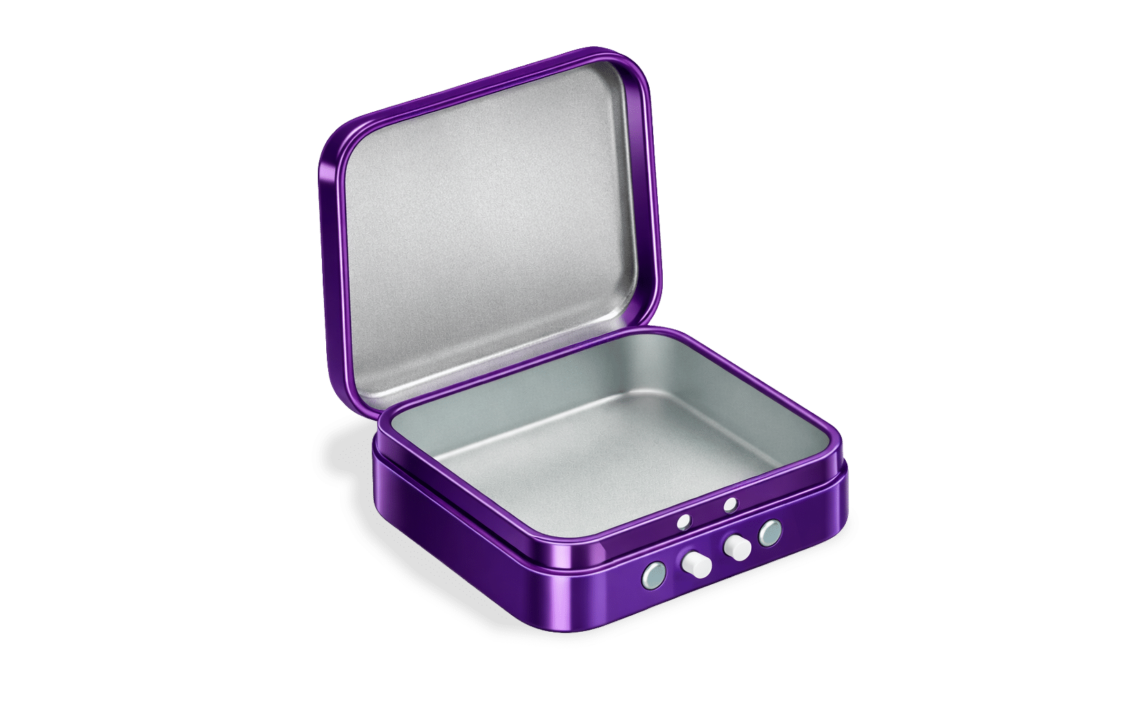 Compact Dymapak Squeeze & Pop Child-Resistant tin (1.97