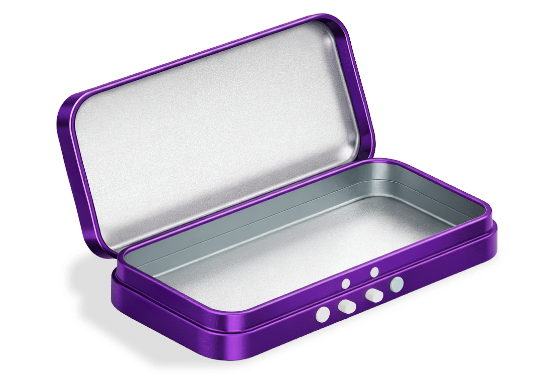 Large-format Dymapak Squeeze & Pop Child-Resistant tin (4.72