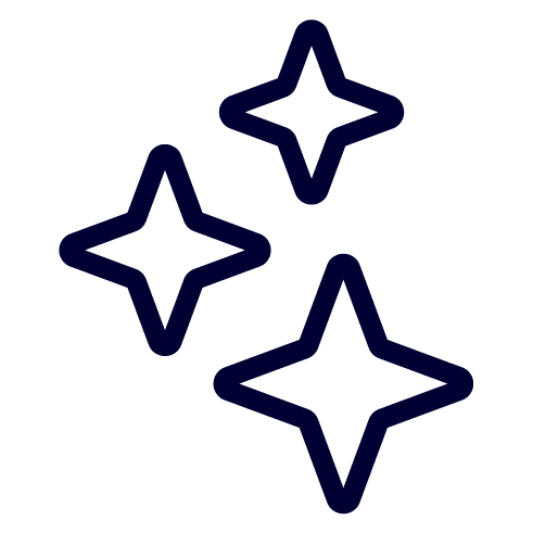 Three stars signifying custom embellishments and finishes that help Dymapak customers win market share and build shelf appeal with custom packaging